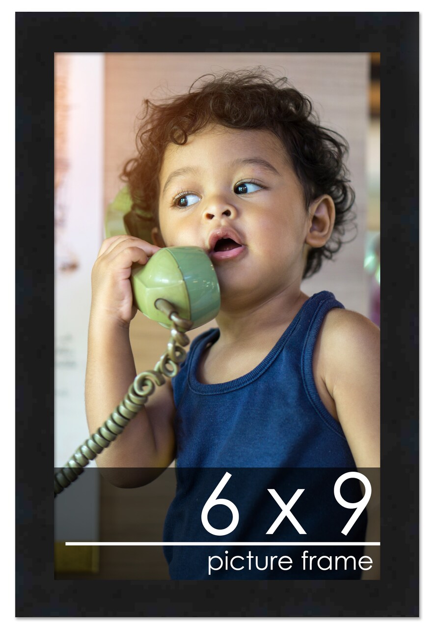 Photo Size Classic Modern Black Frame - UV Acrylic, Foam Board Backing, Hanging Hardware